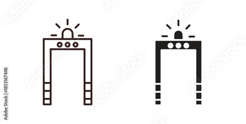 Metal detector icons. thin line and glyph vector icons pack on white background