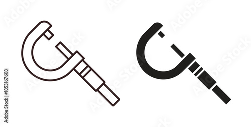 Micrometer icons. thin line and glyph vector icons pack on white background