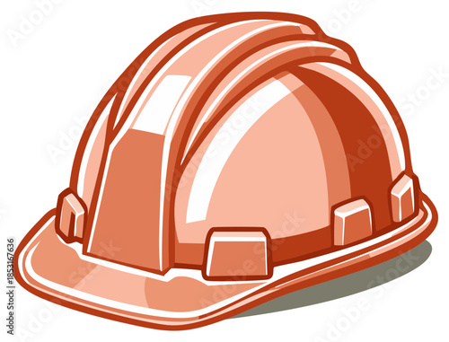 Orange hard hat with a protective brim and ribbed crown on a clean backdrop