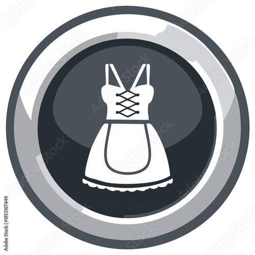 Dirndl Dress Icon Symbol Clothing Bavarian Costume Oktoberfest Apparel Button Graphic