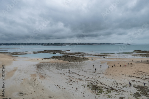Saint-Malo beach during low tide in Bretagne