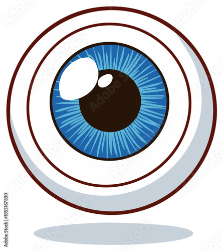Cartoon blue eye illustration depicts vision organ eyeball cornea iris pupil vector art