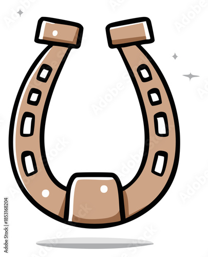 Cartoon Horseshoe Illustration Luck Symbol Protection Charm Talisman Good Fortune Metal Decoration Isolated