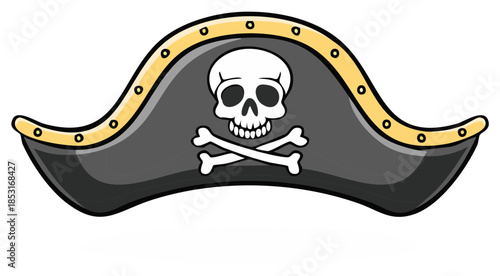 Stylized pirate hat with skull and crossbones motif for adventurous themes