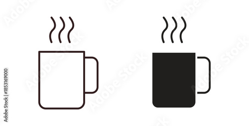 Mug icons. thin line and glyph vector icons pack on white background