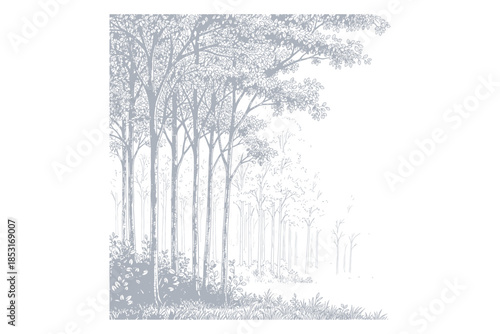 trees in the fog,
Minimal Style CAD Tree Line Drawing – Side View Wetland Forest Section for Landscape