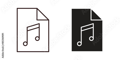 Music File icons. thin line and glyph vector icons pack on white background