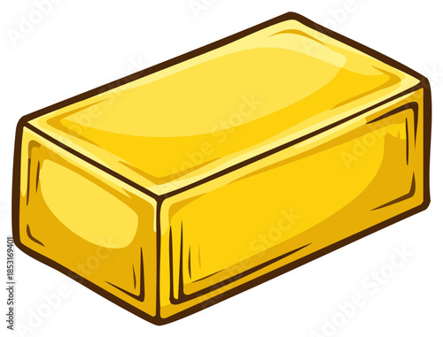 Shiny golden bullion bar illustration representing wealth investment and success