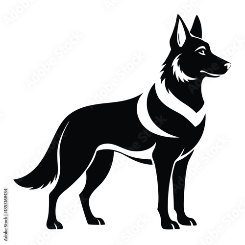 german shepherd line art silhouette vector illustration