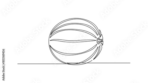 Minimalist line drawing of a basketball on a flat surface  