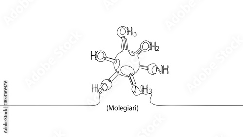 Molecular structure diagram of Moleghair with chemical bonds  