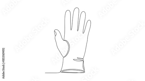 Minimalist outline of a hand wearing a rubber glove  