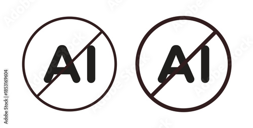 No ai sign icons. thin line and glyph vector icons pack on white background