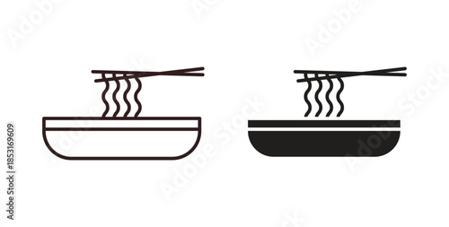 Noodles icons. thin line and glyph vector icons pack on white background