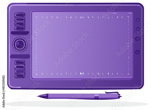 Purple Digital Graphics Tablet and Pen for Illustration Graphic Design Art