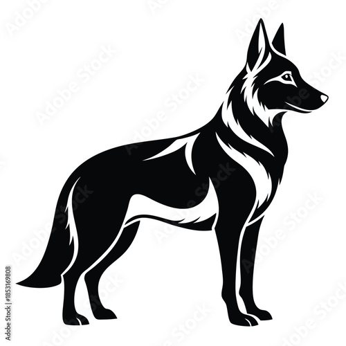 german shepherd line art silhouette vector illustration