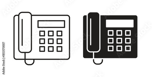 Office phone icons. thin line and glyph vector icons pack on white background