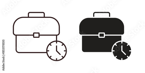 Office time icons. thin line and glyph vector icons pack on white background