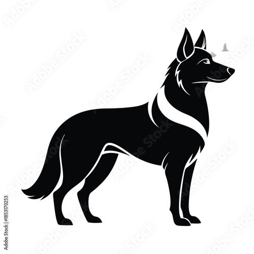 german shepherd line art silhouette vector illustration