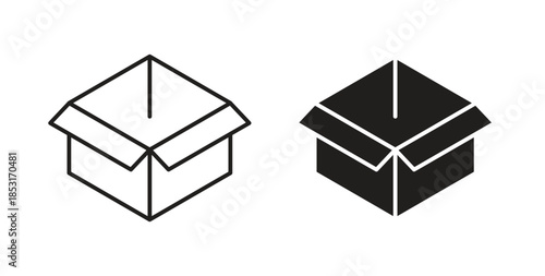 Open box icons. thin line and glyph vector icons pack on white background