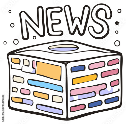 Hand Drawn Style Illustration of Newspaper with the Word NEWS Above