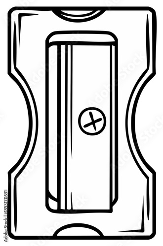 Simple Handheld Pencil Sharpener Outline Object for Drawing and Art Supplies