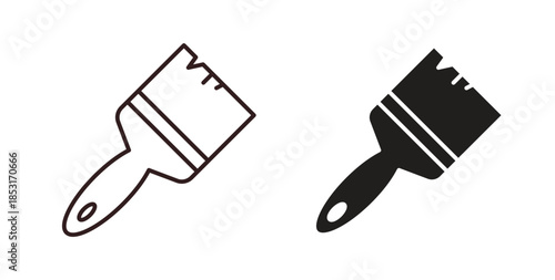 Paint brush icons. thin line and glyph vector icons pack on white background