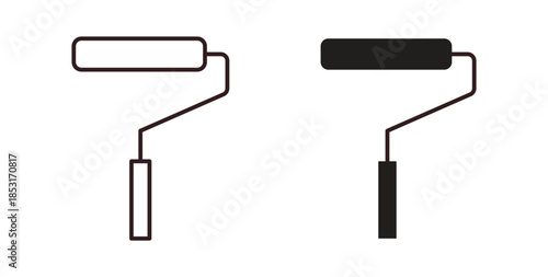 Paint roller icons. thin line and glyph vector icons pack on white background