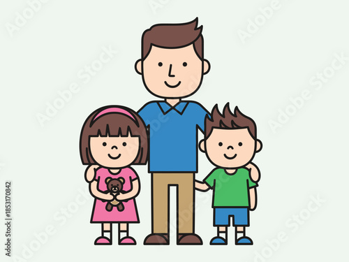 A Happy Family Portrait Father, Daughter, and Son Together