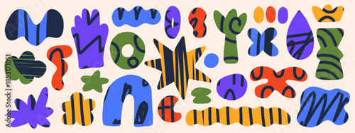 Wallpaper Mural Playful vector artwork mixing doodle and geometric forms. Funky cutout shapes set. Great for modern prints, packaging, or creative branding Torontodigital.ca