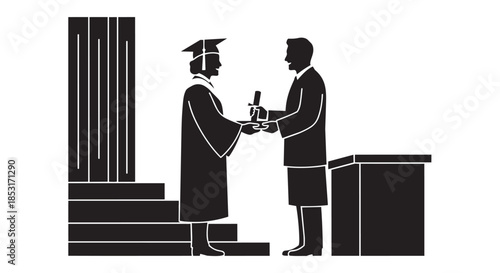 Graduation ceremony student receiving diploma from official