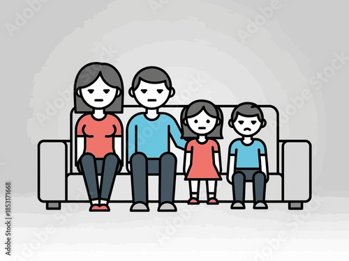 Cozy Family Portrait A Minimalist Illustration of Togetherness and Love