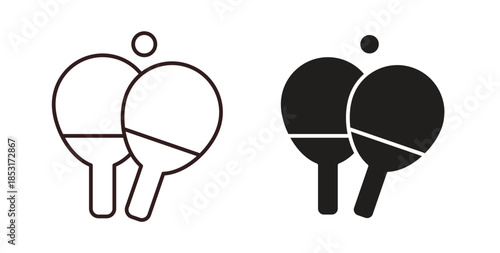 Ping pong icons. thin line and glyph vector icons pack on white background