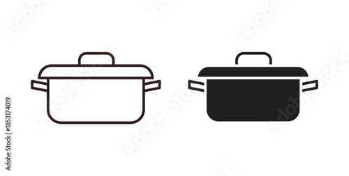 Pot icons. thin line and glyph vector icons pack on white background