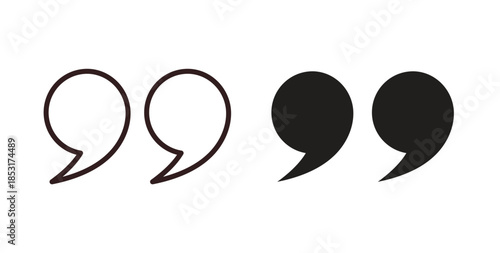 Quote right icons. thin line and glyph vector icons pack on white background