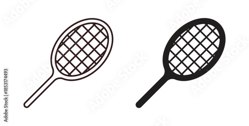 Racquet icons. thin line and glyph vector icons pack on white background