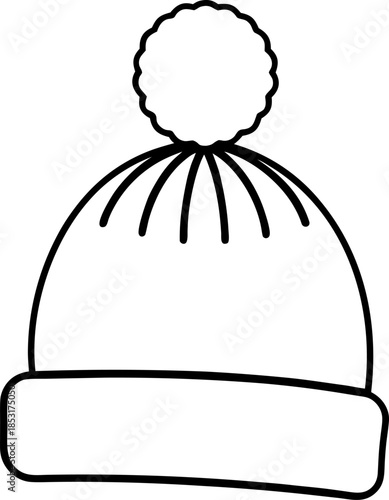 Vector Icon of a Red Wool Beanie with a White Pom Pom, Red Winter Beanie Vector Icon, Wool Beanie Hat Icon Design, Minimal Winter Hat Vector