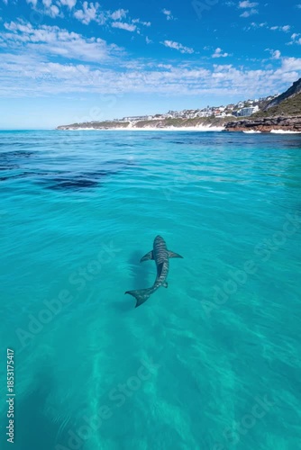 Shark swimming near the shore