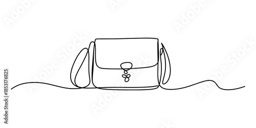 Simple and elegant one-line drawing of a stylish crossbody bag Vector, illustration