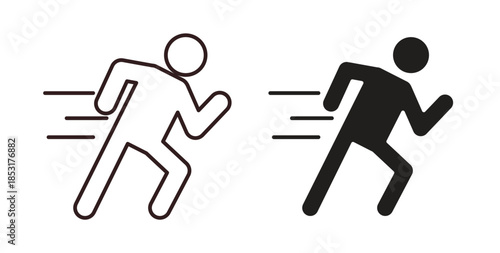 Running icons. thin line and glyph vector icons pack on white background