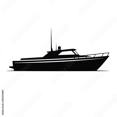 Boat and Yacht Silhouette Vector Set: Collection of Black Sailboat, Speedboat, and Ship Icons on White Background