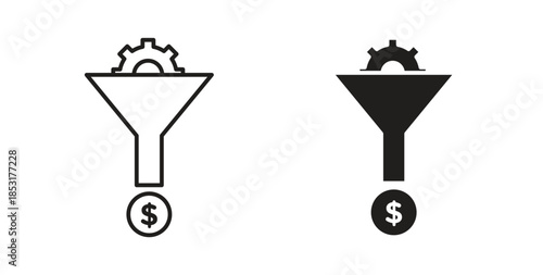 Sales funnel icons. thin line and glyph vector icons pack on white background