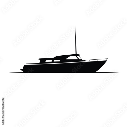 Boat and Yacht Silhouette Vector Set: Collection of Black Sailboat, Speedboat, and Ship Icons on White Background