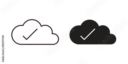 Saved to drive icons. thin line and glyph vector icons pack on white background