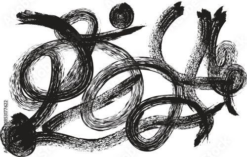 Abstract calligraphy art with black ink on white background