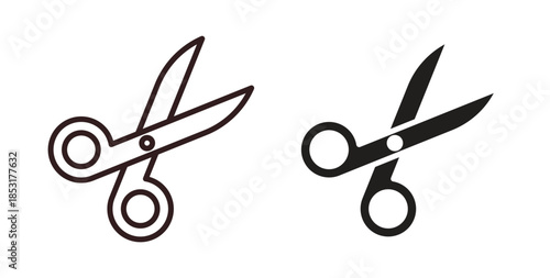 Scissors icons. thin line and glyph vector icons pack on white background