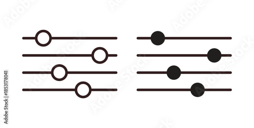Settings sliders icons. thin line and glyph vector icons pack on white background