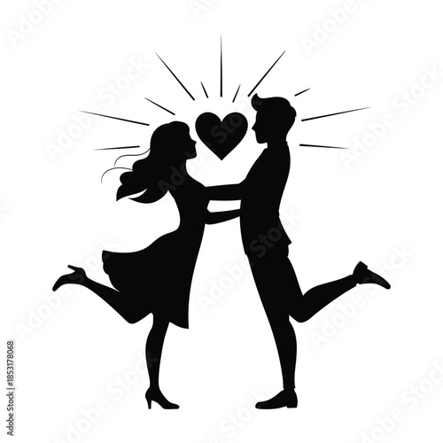 silhouettes of dancing couple new lover 