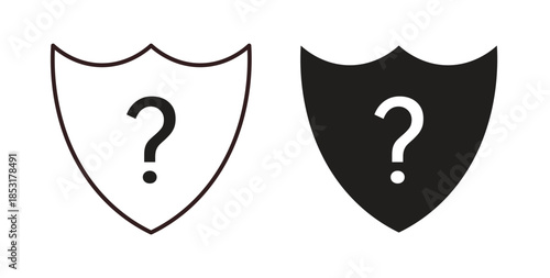 Shield interrogation icons. thin line and glyph vector icons pack on white background