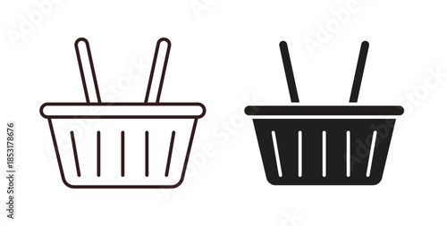 Shopping basket icons. thin line and glyph vector icons pack on white background